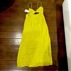NWT Future Collective Alani Noelle Lime Green Chartreuse Maxi Dress Cutouts